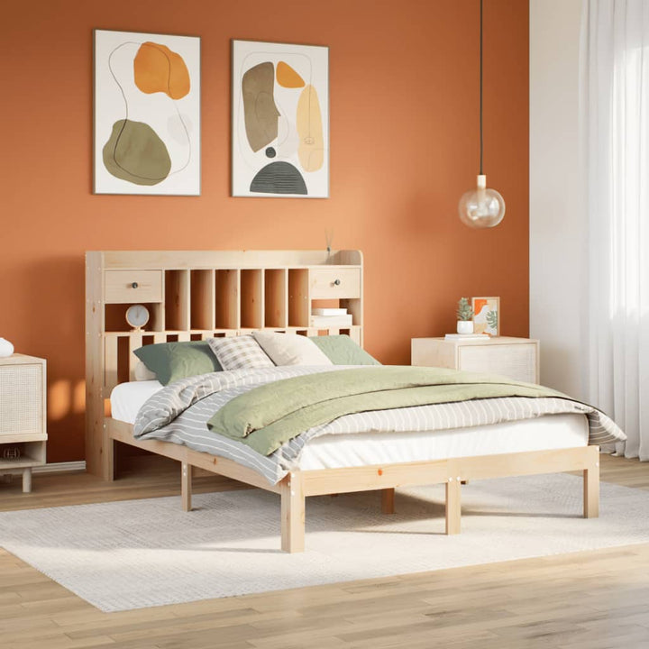 seng med reol uden madras 140x190 cm massivt fyrretræ