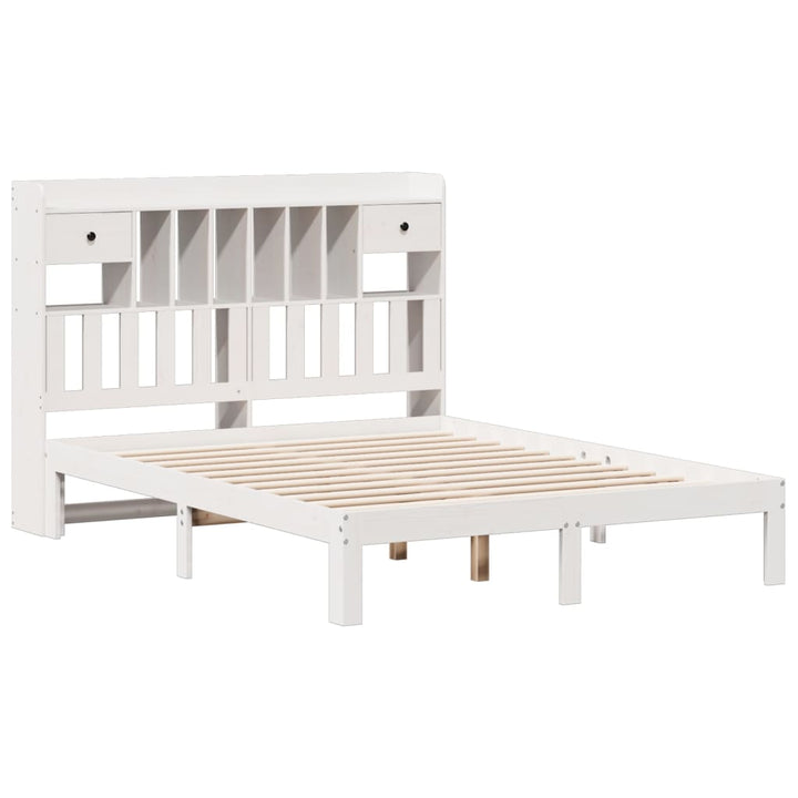 seng med reol uden madras 140x190 cm massivt fyrretræ hvid