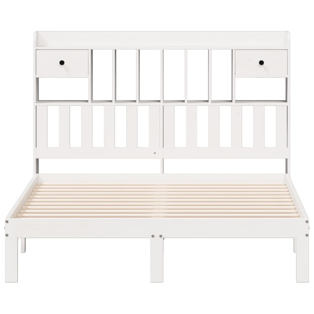 seng med reol uden madras 140x190 cm massivt fyrretræ hvid