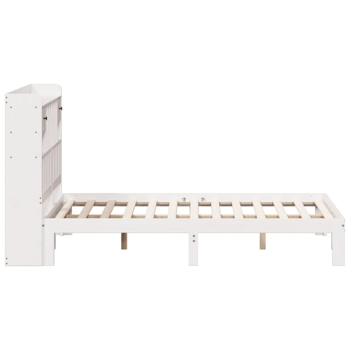 seng med reol uden madras 140x190 cm massivt fyrretræ hvid