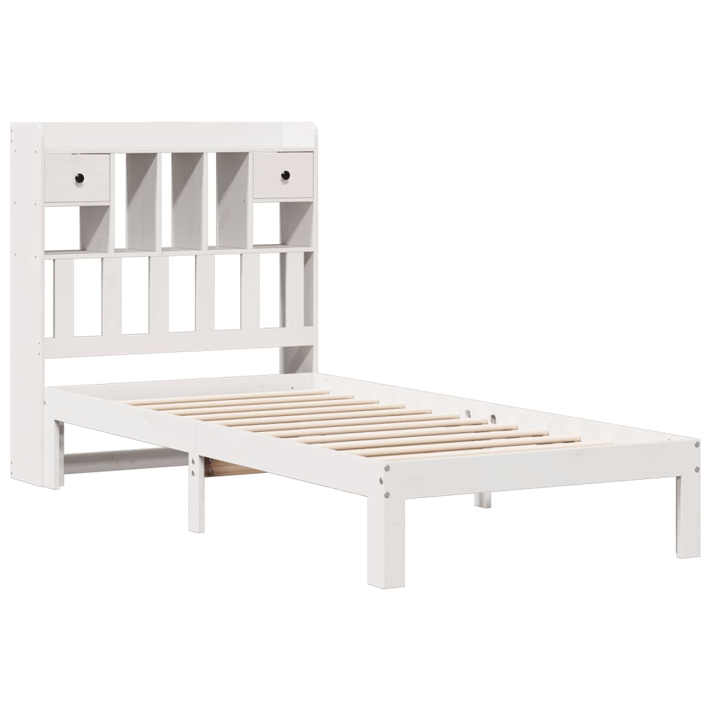 seng med reol uden madras 90x200 cm massivt fyrretræ hvid