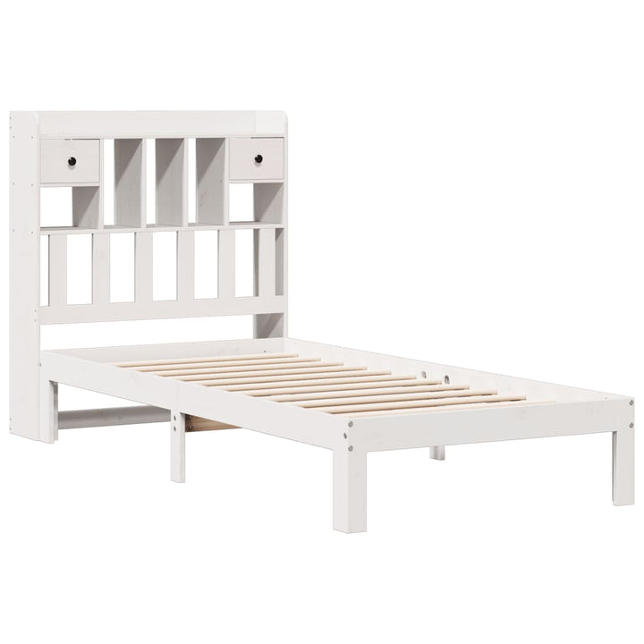seng med reol uden madras 90x200 cm massivt fyrretræ hvid