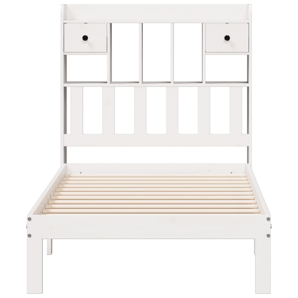 seng med reol uden madras 90x200 cm massivt fyrretræ hvid