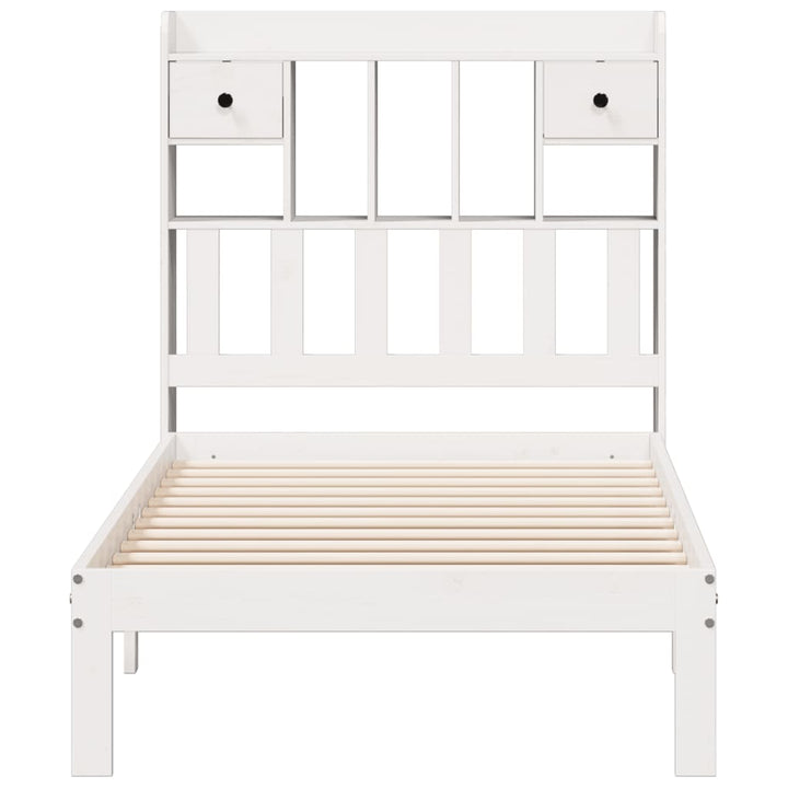 seng med reol uden madras 90x200 cm massivt fyrretræ hvid