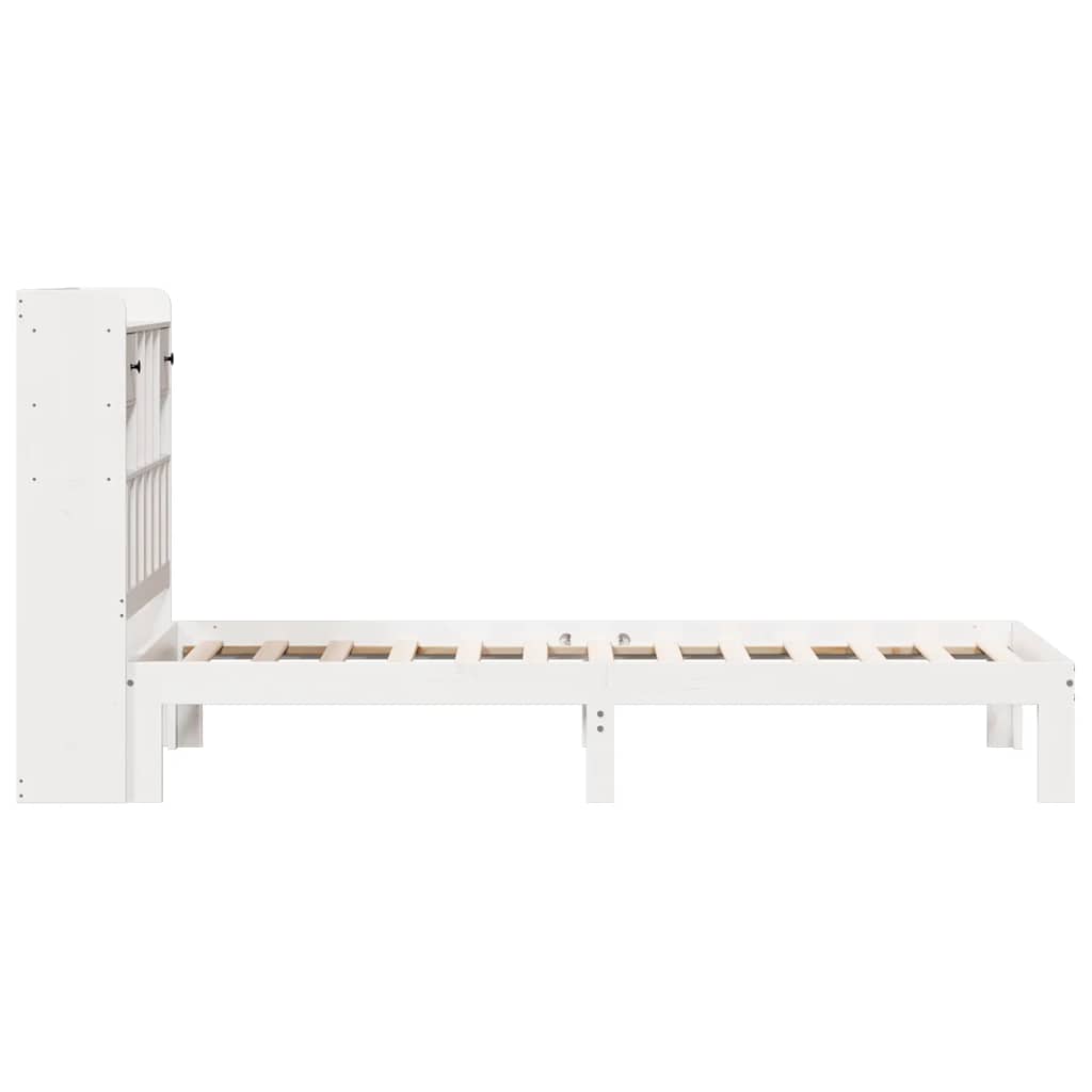 seng med reol uden madras 90x200 cm massivt fyrretræ hvid