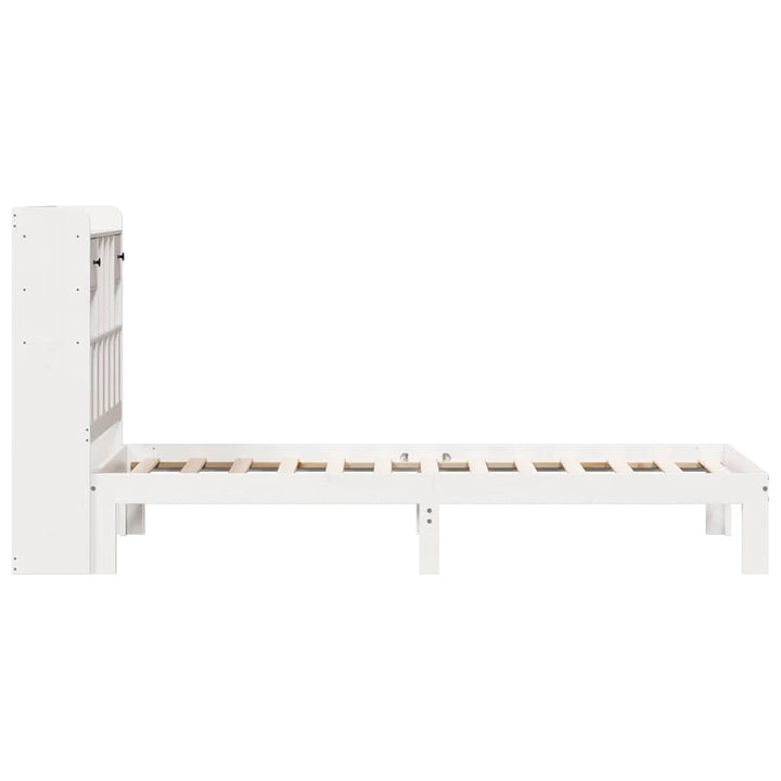 seng med reol uden madras 90x200 cm massivt fyrretræ hvid