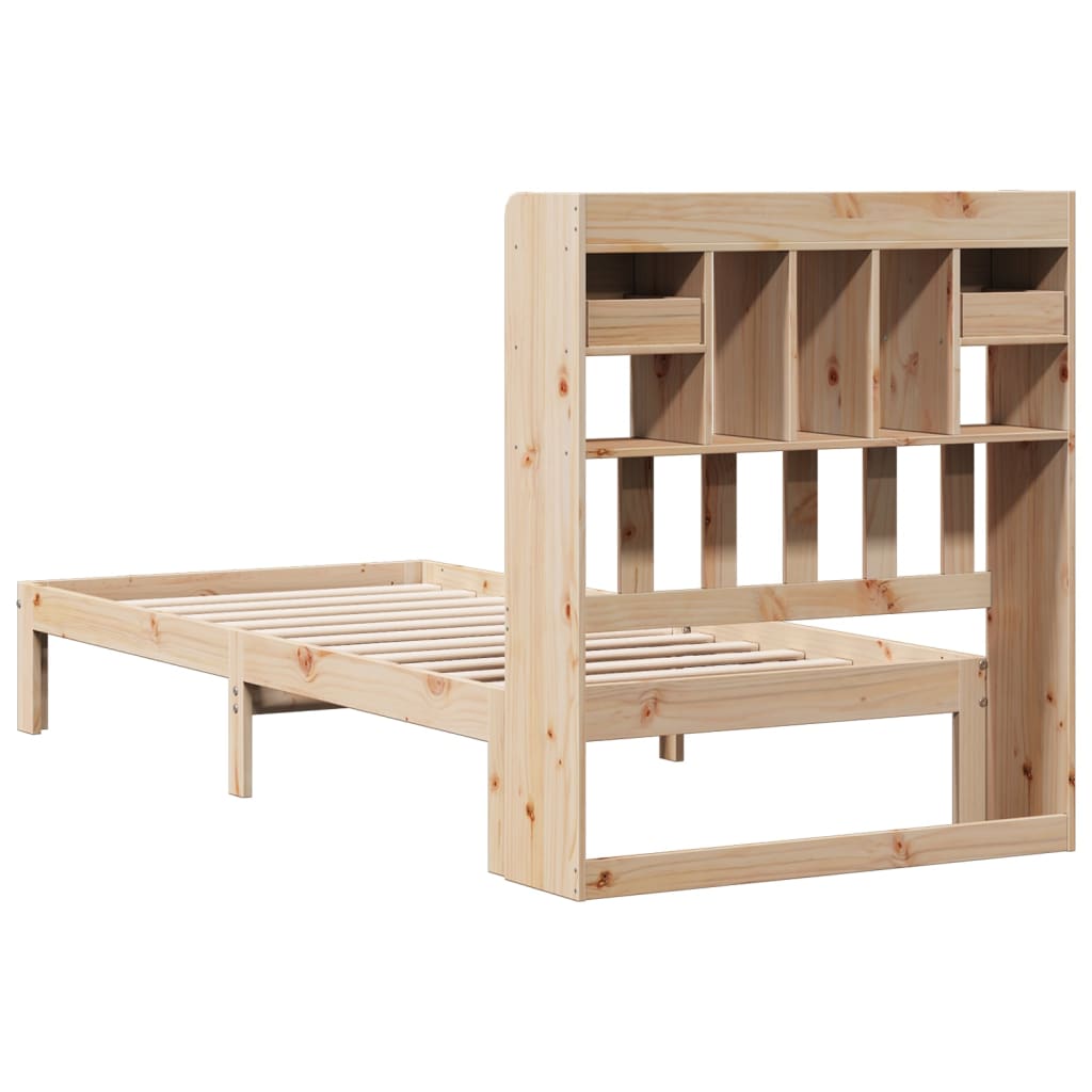 seng med reol uden madras 100x200 cm massivt fyrretræ