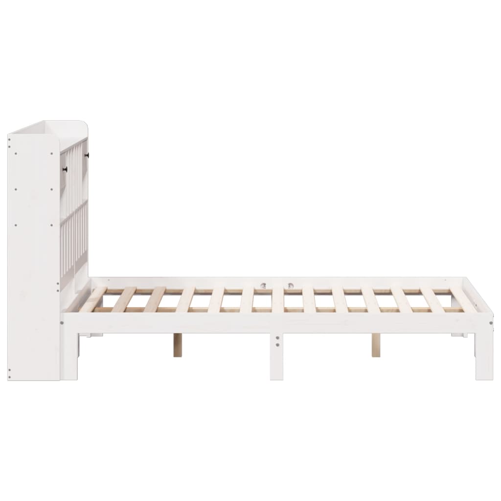 seng med reol uden madras 140x200 cm massivt fyrretræ hvid