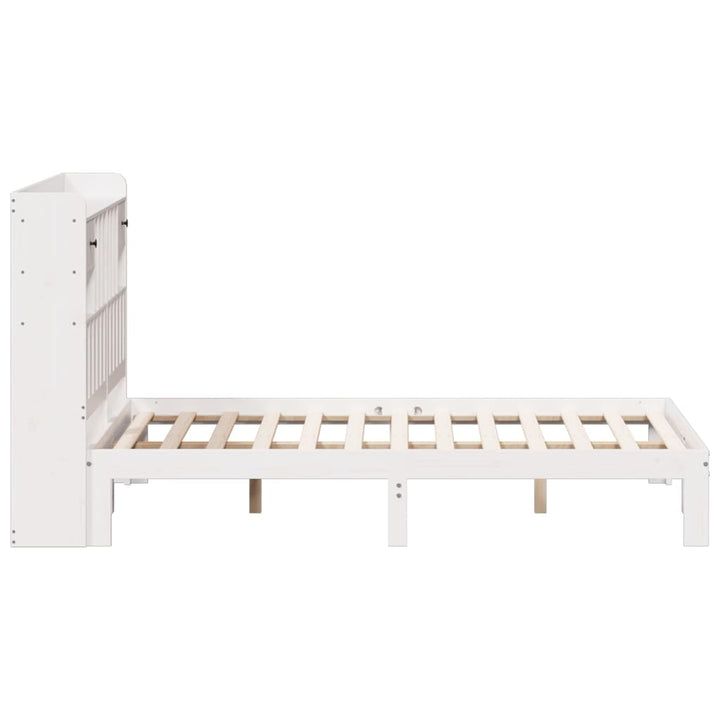 seng med reol uden madras 140x200 cm massivt fyrretræ hvid