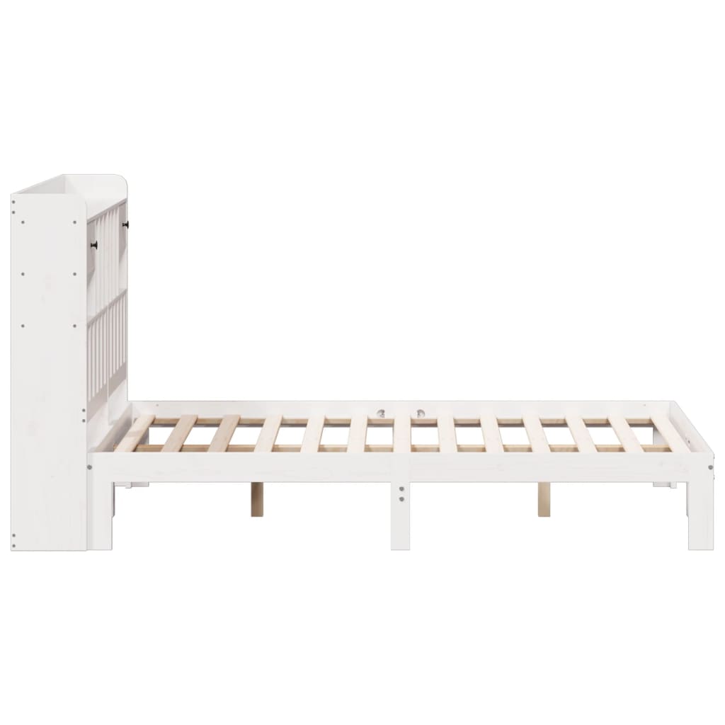 seng med reol uden madras 160x200 cm massivt fyrretræ hvid