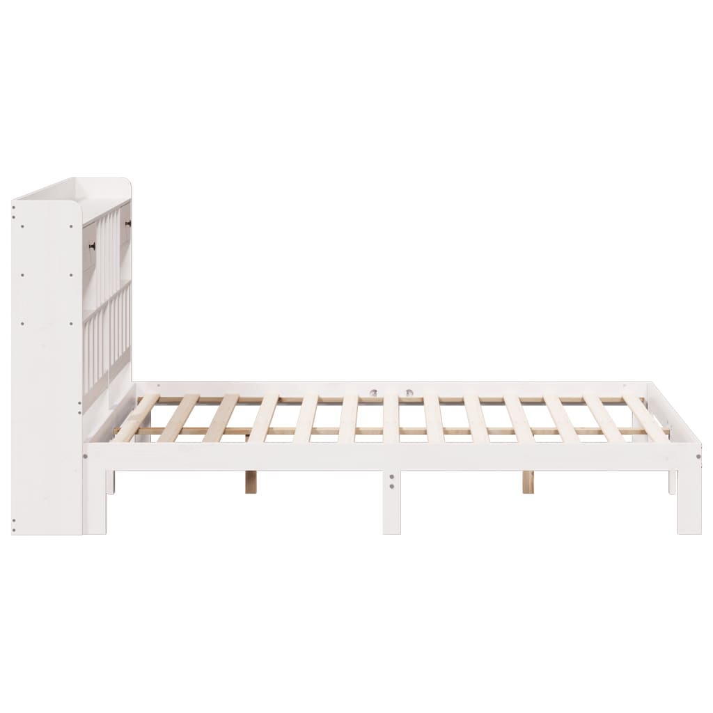 seng med reol uden madras 180x200 cm massivt fyrretræ hvid