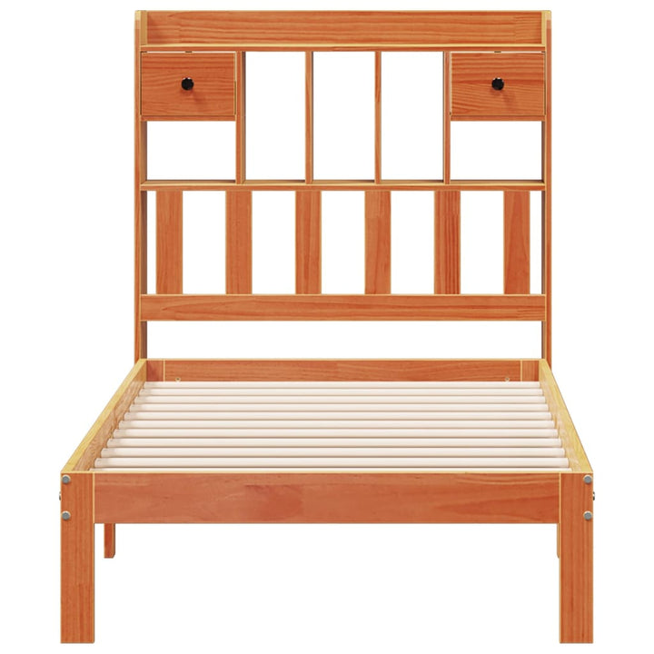 seng med reol uden madras 75x190 cm massivt fyrretræ gyldenbrun