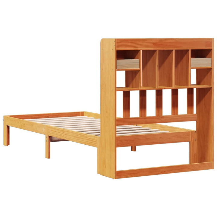 seng med reol uden madras 75x190 cm massivt fyrretræ gyldenbrun