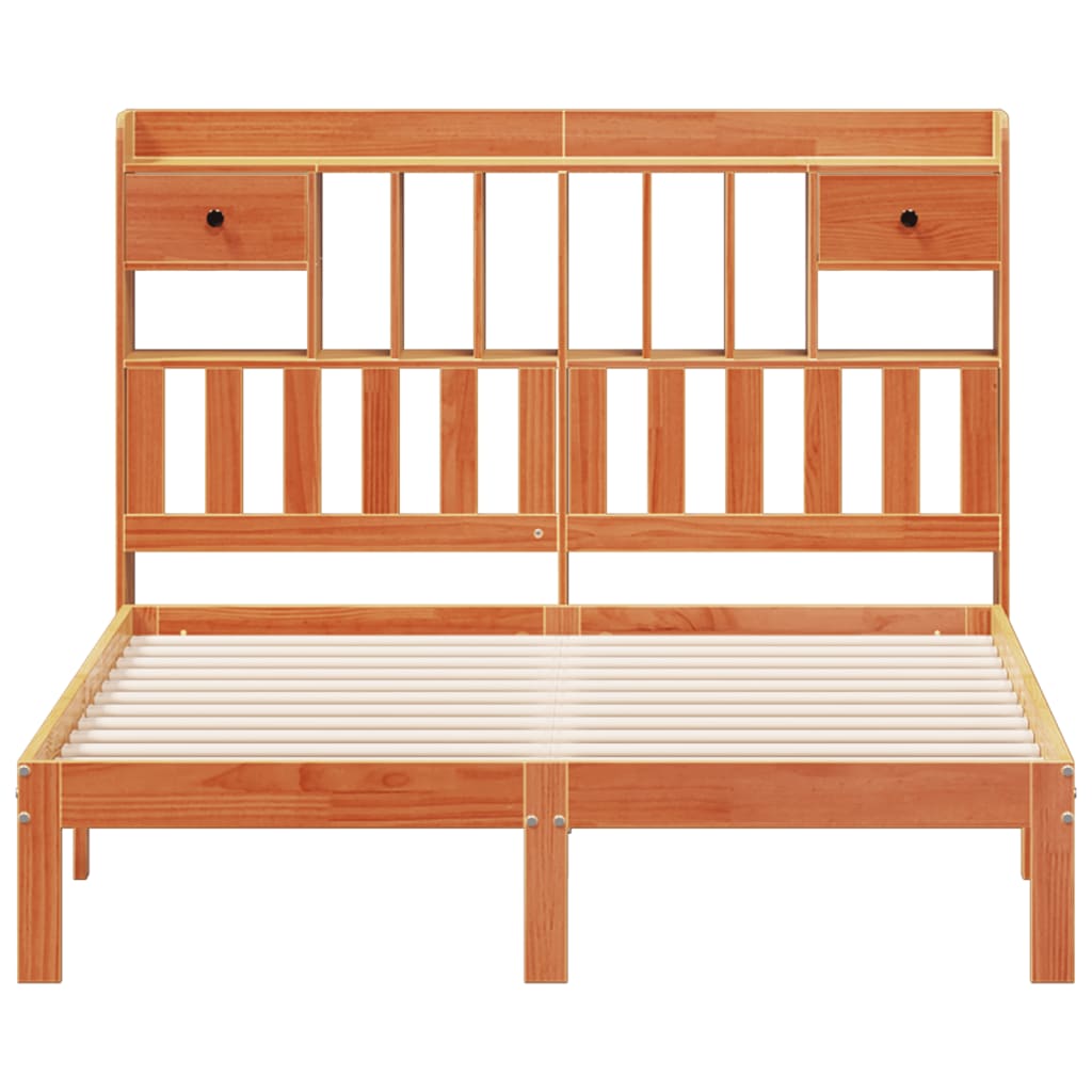 seng med reol uden madras 135x190cm massivt fyrretræ gyldenbrun
