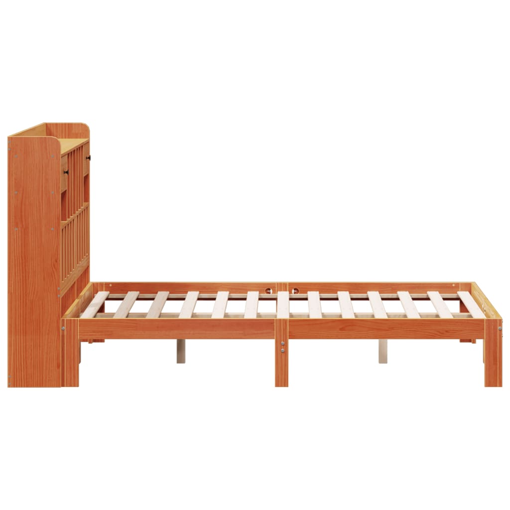 seng med reol uden madras 135x190cm massivt fyrretræ gyldenbrun