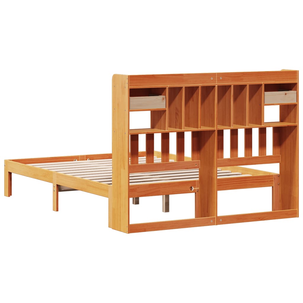 seng med reol uden madras 135x190cm massivt fyrretræ gyldenbrun