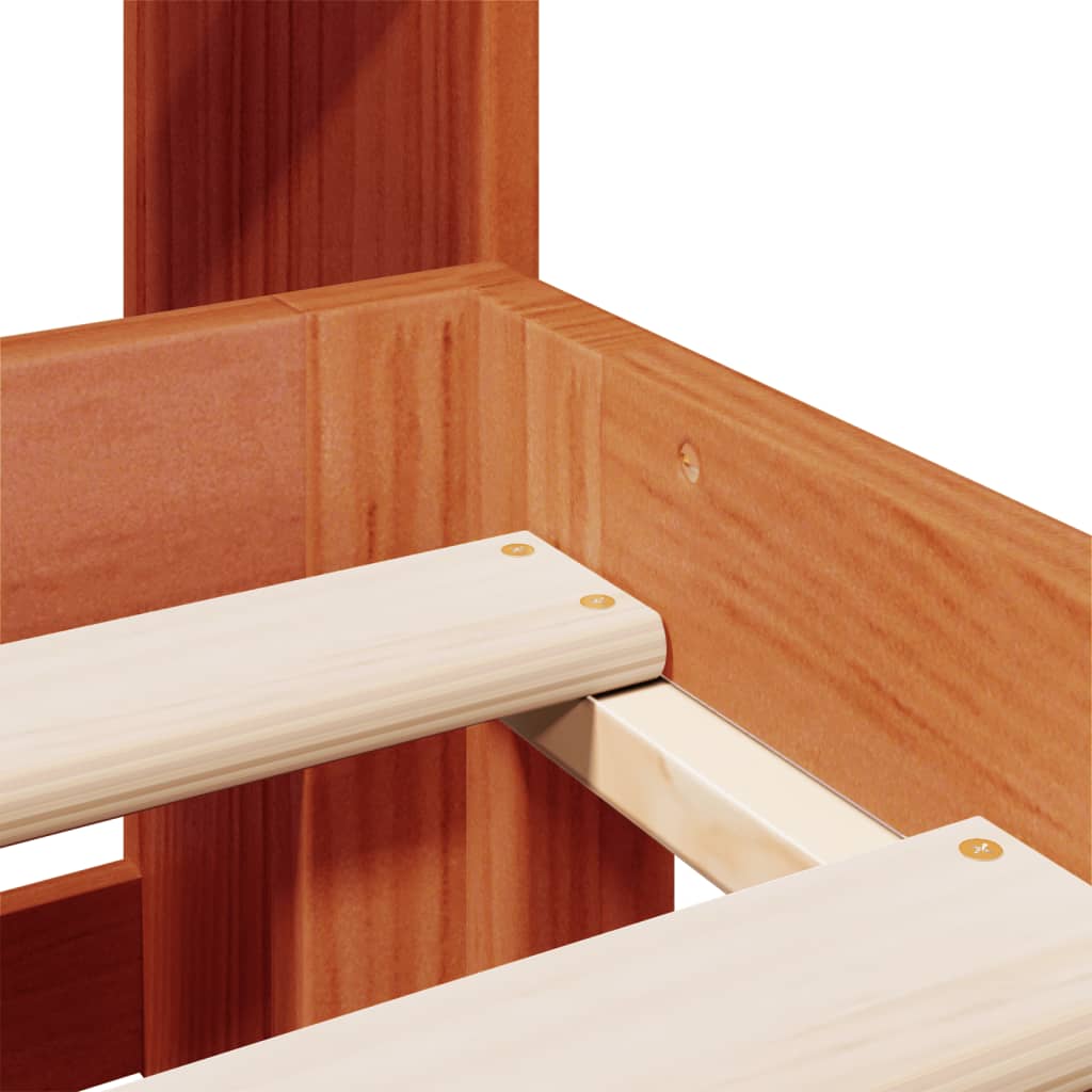 seng med reol uden madras 140x190cm massivt fyrretræ gyldenbrun