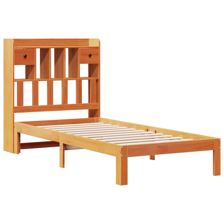seng med reol uden madras 100x200cm massivt fyrretræ gyldenbrun