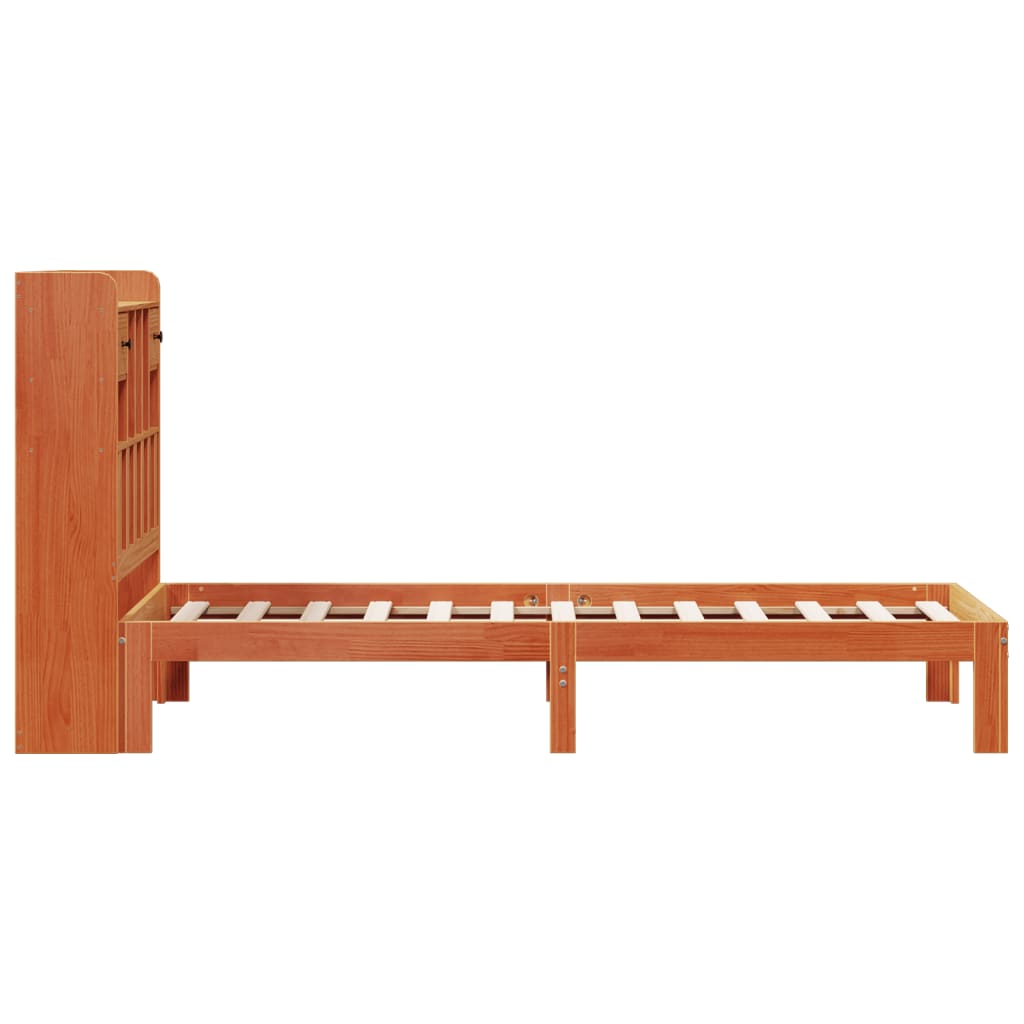 seng med reol uden madras 100x200cm massivt fyrretræ gyldenbrun