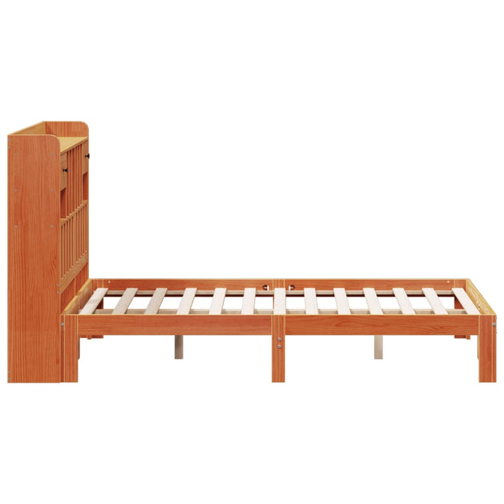 seng med reol uden madras 140x200cm massivt fyrretræ gyldenbrun