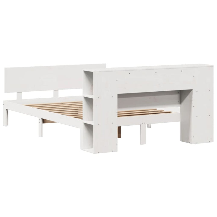 seng med reol uden madras 120x190 cm massivt fyrretræ hvid