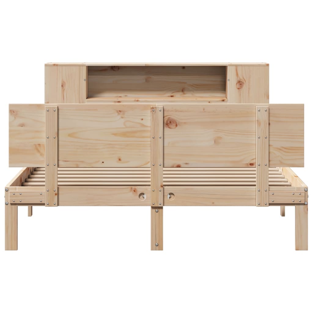 seng med reol uden madras 135x190 cm massivt fyrretræ