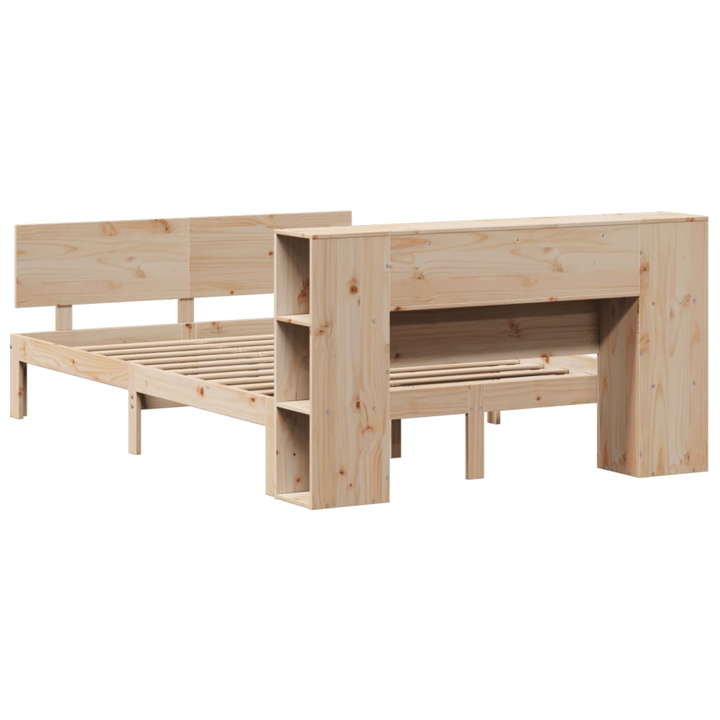 seng med reol uden madras 135x190 cm massivt fyrretræ
