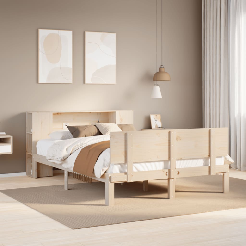 seng med reol uden madras 135x190 cm massivt fyrretræ