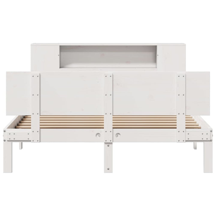 seng med reol uden madras 135x190 cm massivt fyrretræ hvid