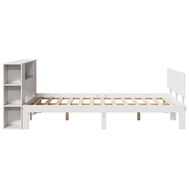 seng med reol uden madras 135x190 cm massivt fyrretræ hvid