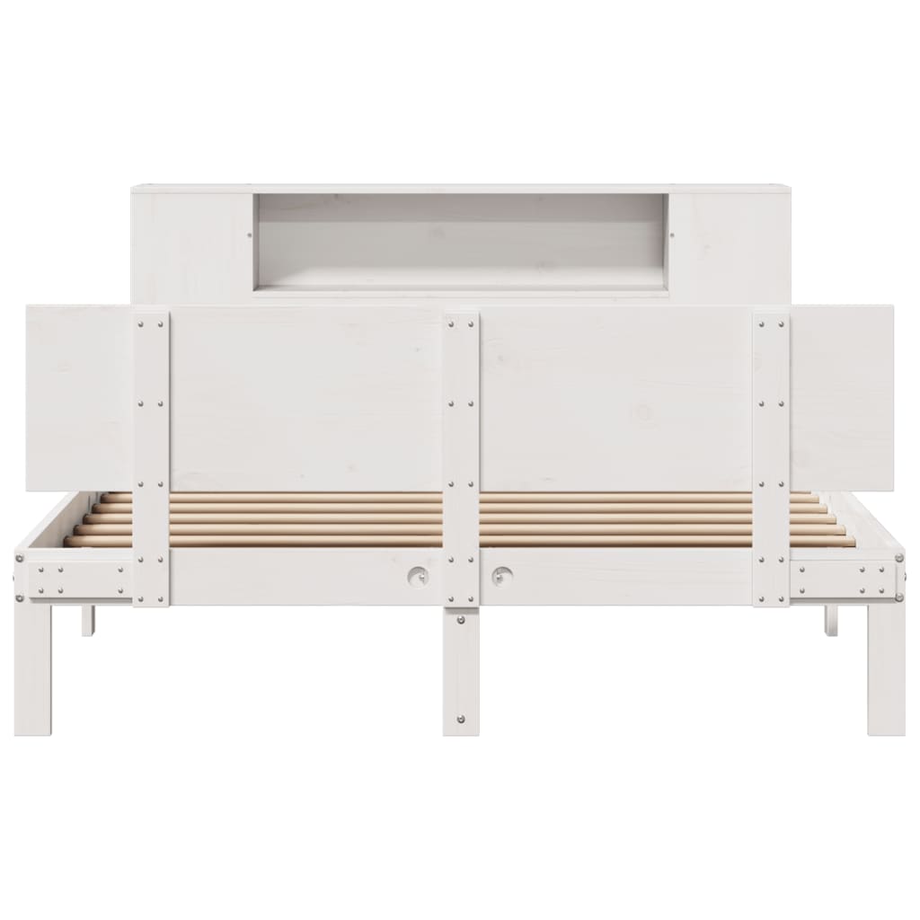 seng med reol uden madras 140x190 cm massivt fyrretræ hvid