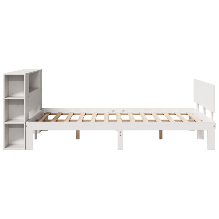 seng med reol uden madras 140x190 cm massivt fyrretræ hvid