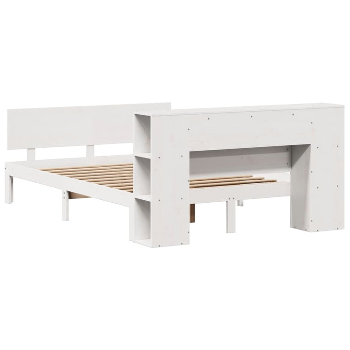 seng med reol uden madras 140x190 cm massivt fyrretræ hvid
