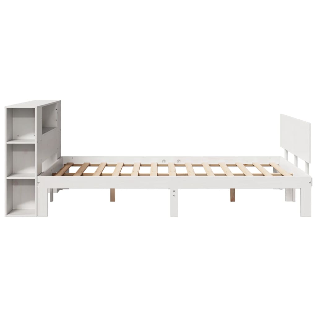 seng med reol uden madras 150x200 cm massivt fyrretræ hvid