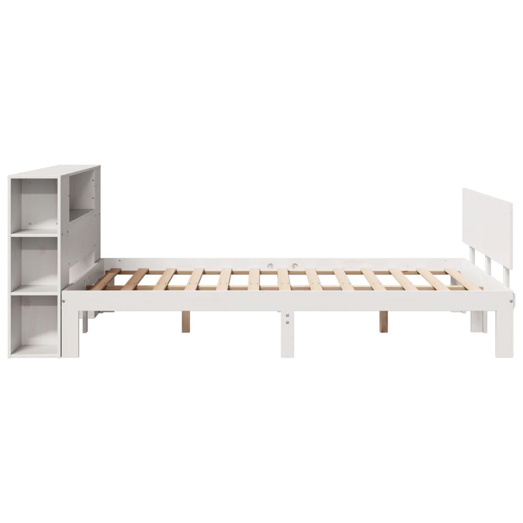 seng med reol uden madras 160x200 cm massivt fyrretræ hvid