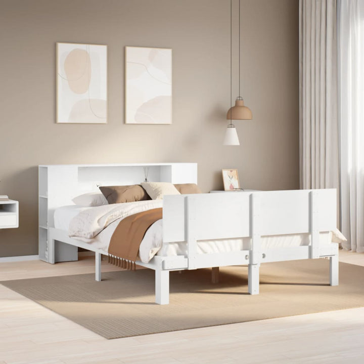 seng med reol uden madras 160x200 cm massivt fyrretræ hvid