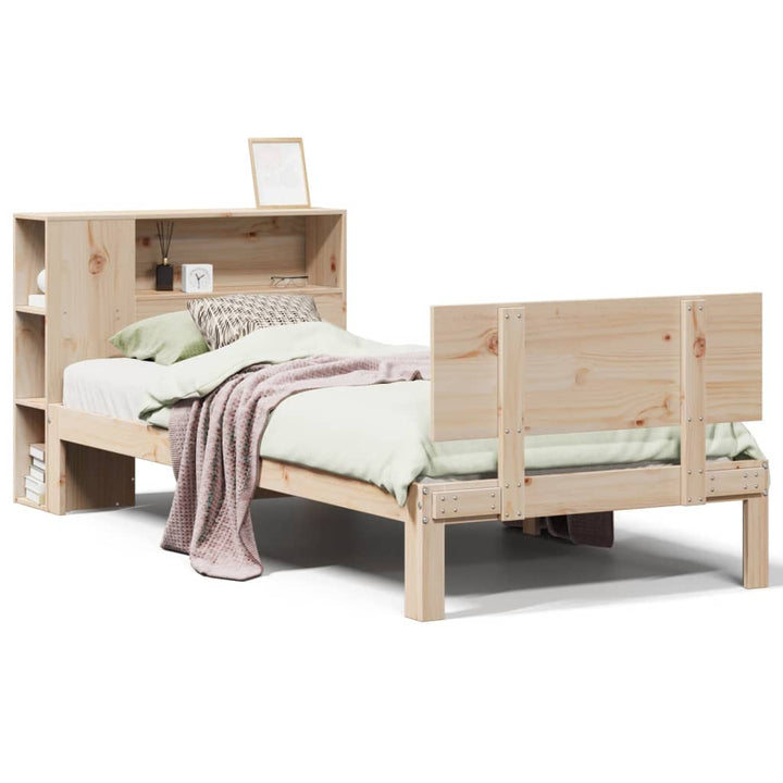 seng med reol uden madras 75x190 cm massivt fyrretræ
