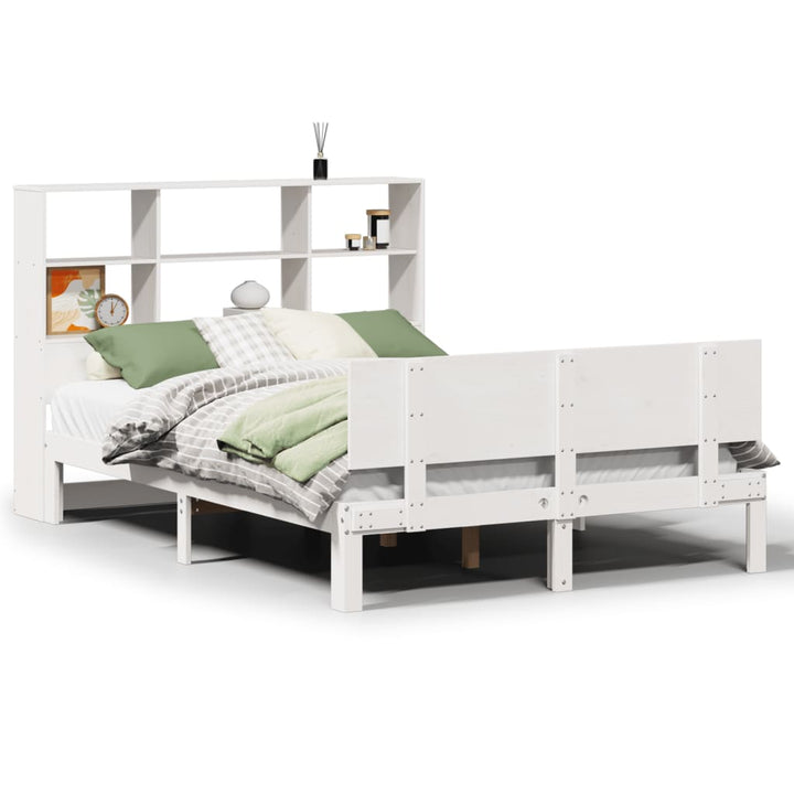 seng med reol uden madras 140x200 cm massivt fyrretræ hvid