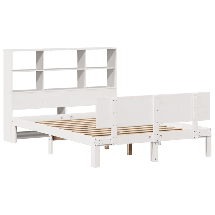 seng med reol uden madras 140x200 cm massivt fyrretræ hvid