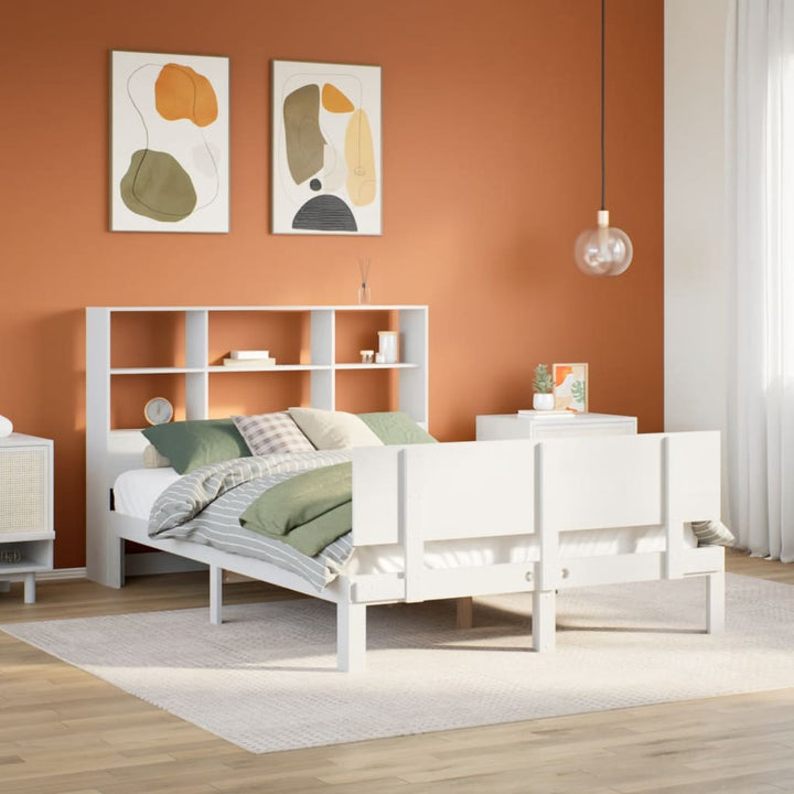 seng med reol uden madras 140x200 cm massivt fyrretræ hvid