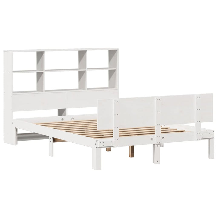 seng med reol uden madras 160x200 cm massivt fyrretræ hvid