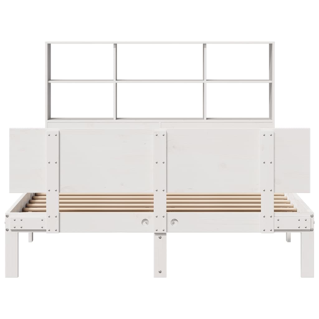 seng med reol uden madras 160x200 cm massivt fyrretræ hvid