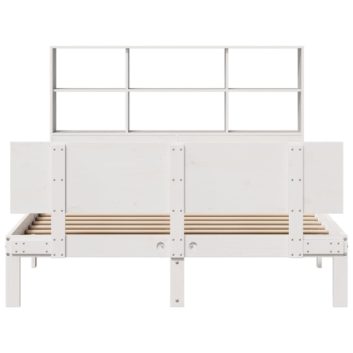 seng med reol uden madras 160x200 cm massivt fyrretræ hvid