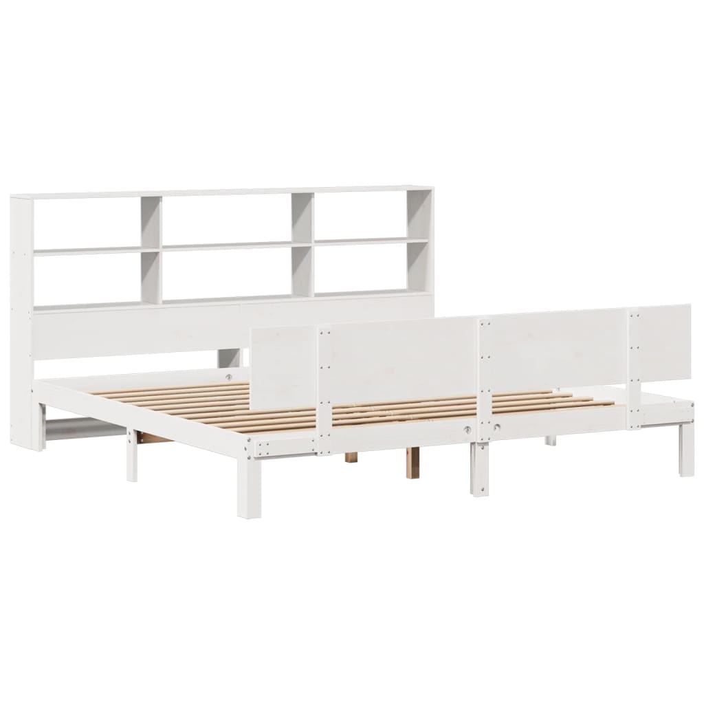 seng med reol uden madras 180x200 cm massivt fyrretræ hvid