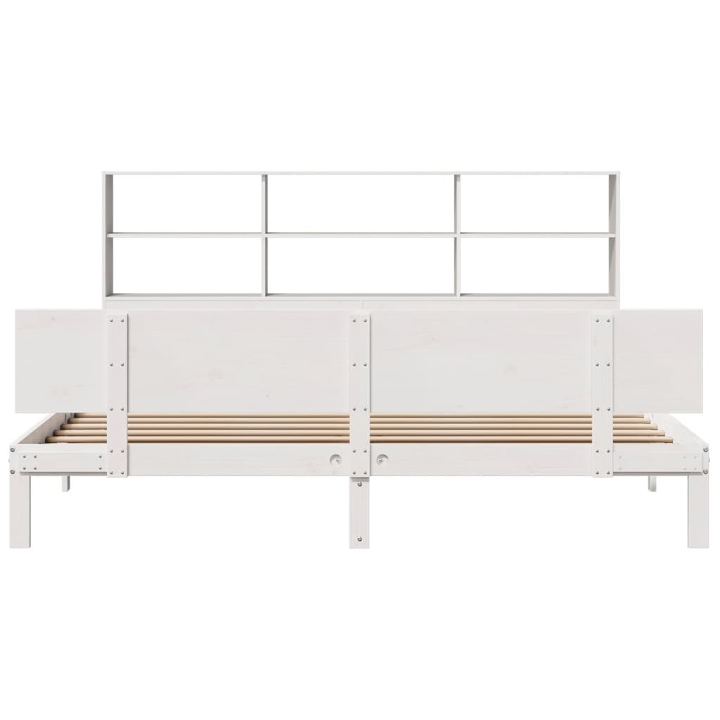 seng med reol uden madras 180x200 cm massivt fyrretræ hvid