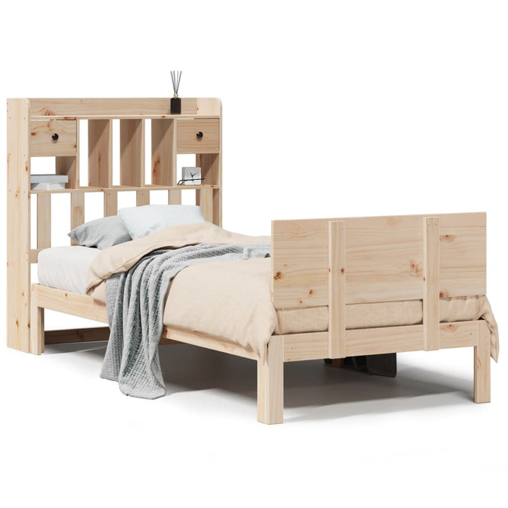seng med reol uden madras 90x190 cm massivt fyrretræ