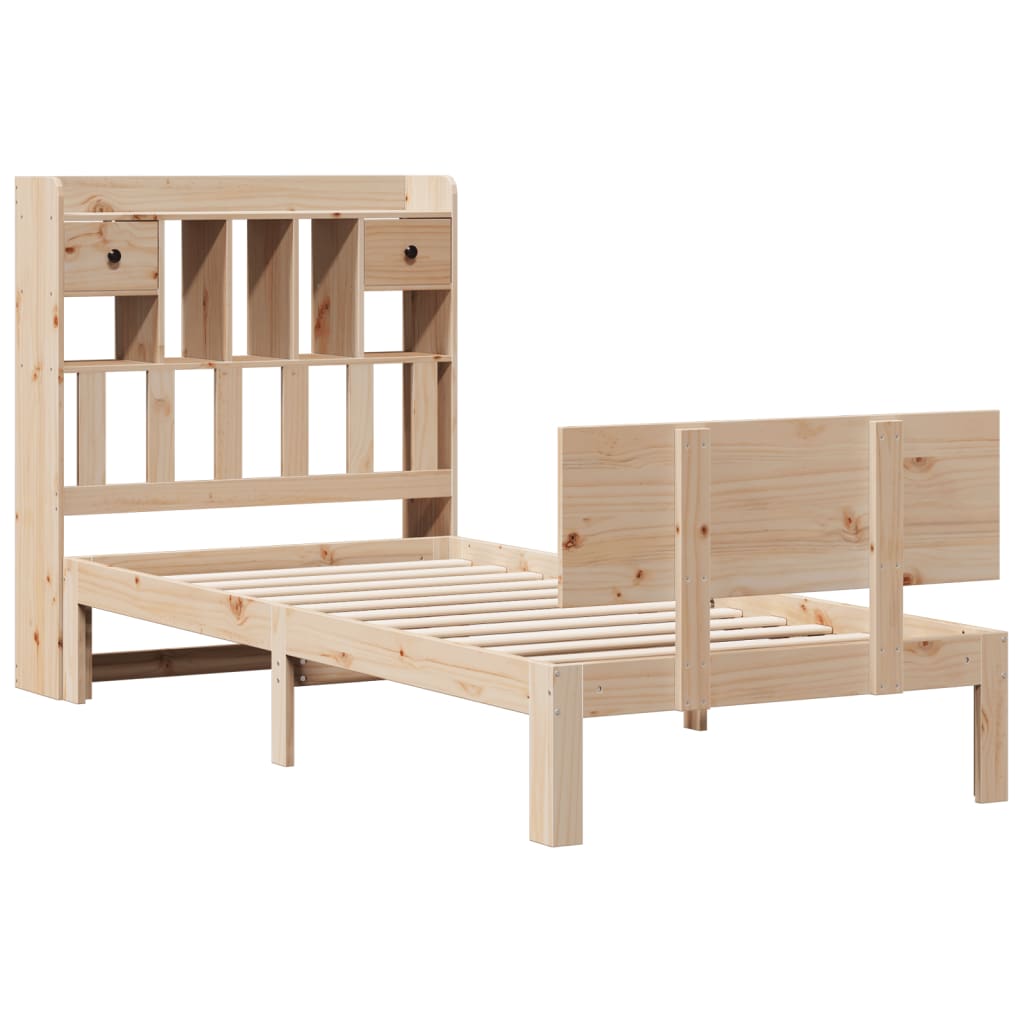 seng med reol uden madras 90x190 cm massivt fyrretræ