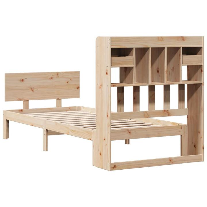 seng med reol uden madras 90x190 cm massivt fyrretræ