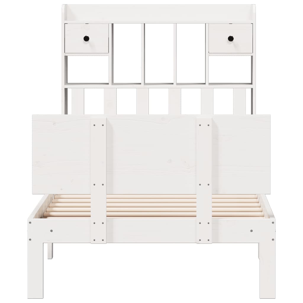 seng med reol uden madras 90x190 cm massivt fyrretræ hvid
