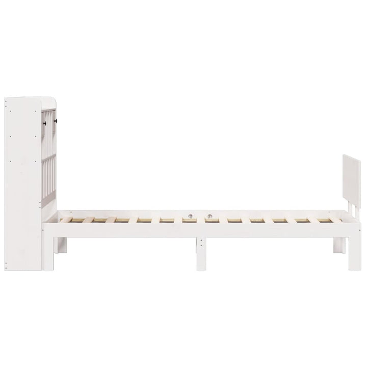 seng med reol uden madras 90x190 cm massivt fyrretræ hvid